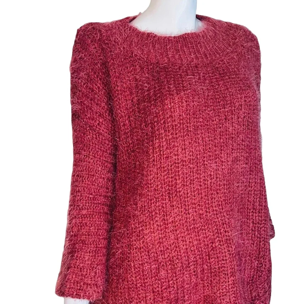 4//$40 Knox Rose‎ Knit Lace Trim Rose Pink Sweater